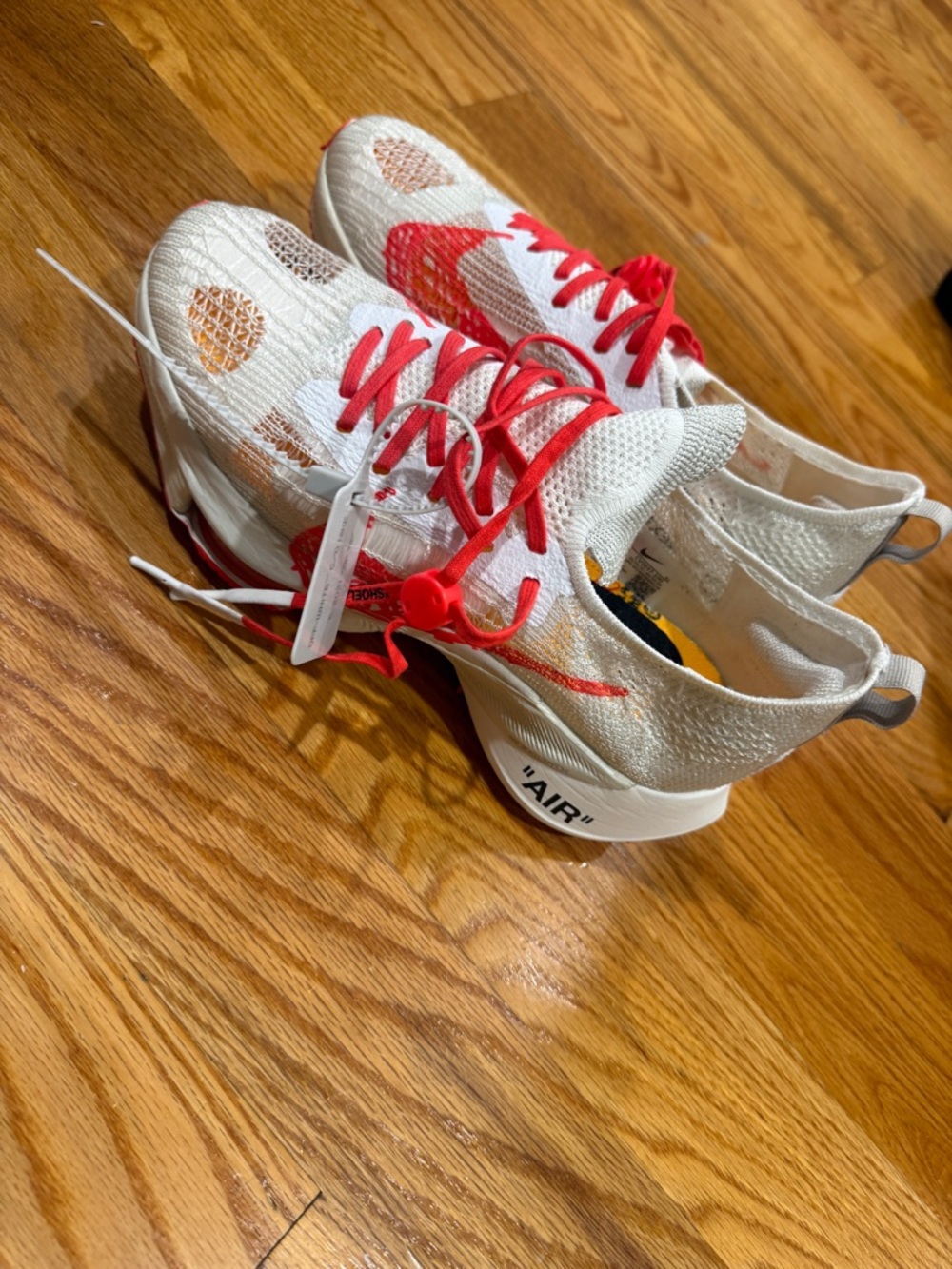 Nike Air Off-White Style White Red Athletic Sneakers NO BOX